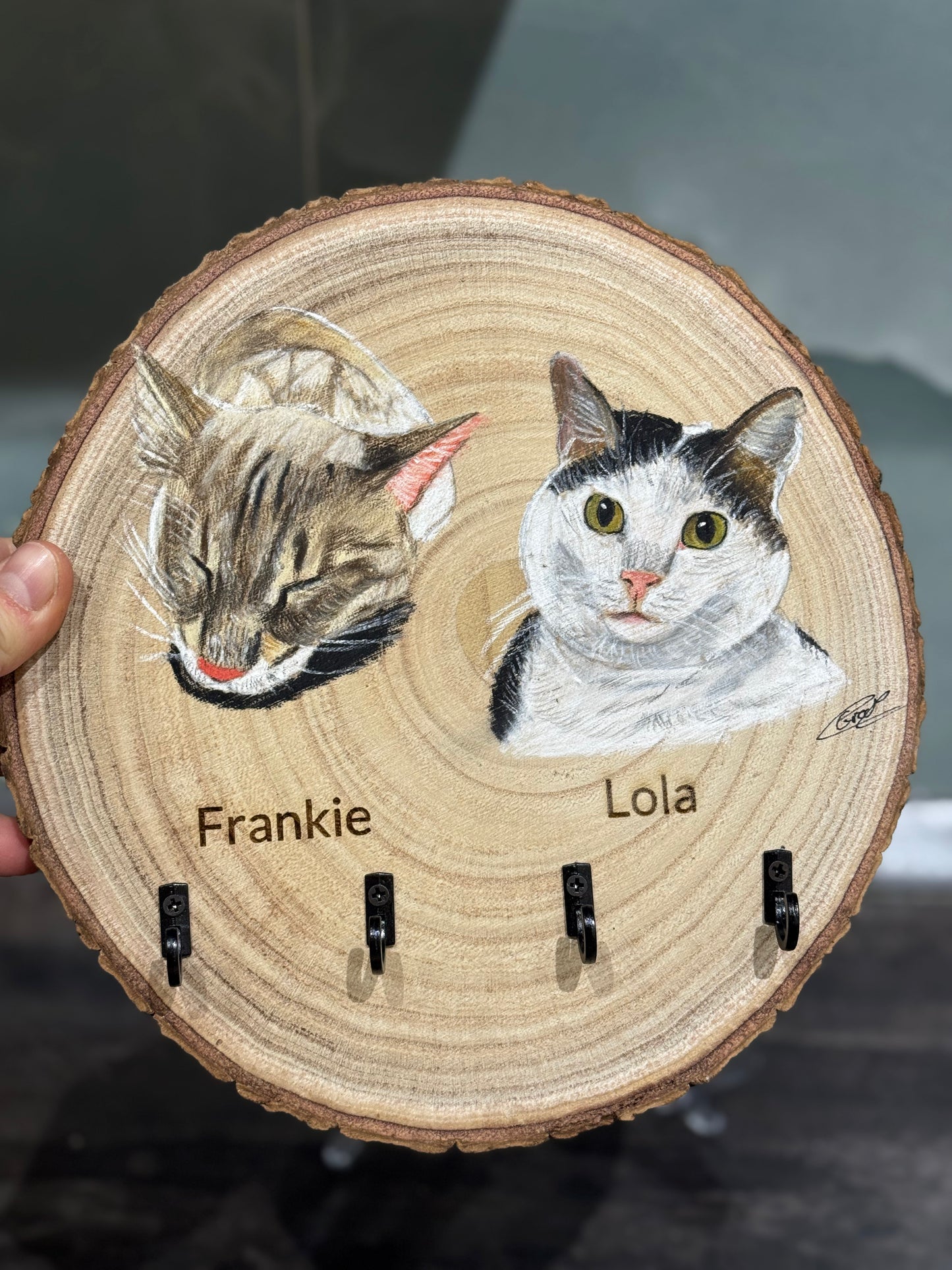 Pet Portraits on Wood (Key Hanger)