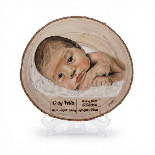 Baby Portraits on Wood - Art by Caitlin