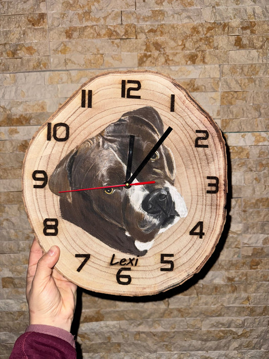 Pet Portraits on Wood (Clock) - Art by Caitlin