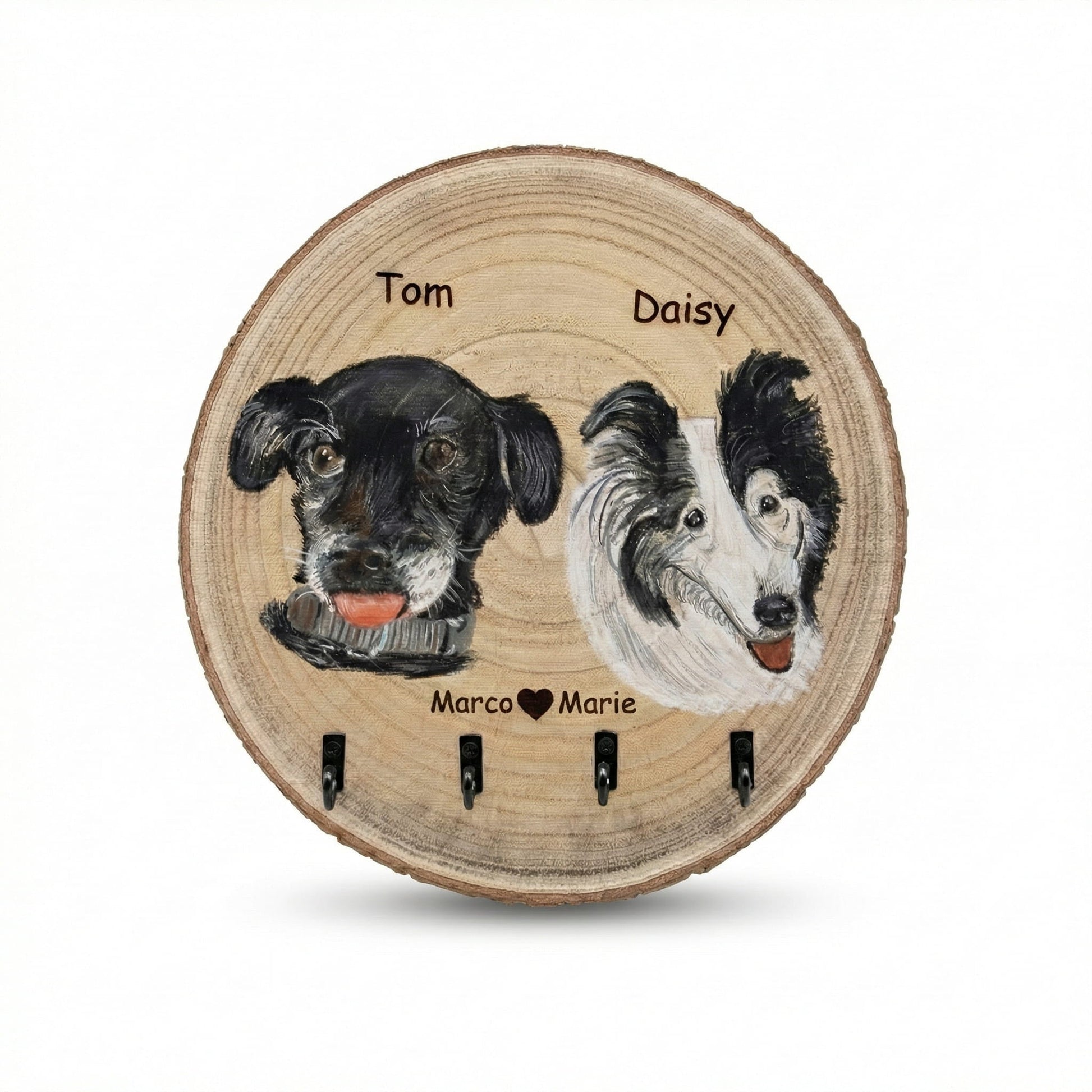 Pet Portraits on Wood (Key Hanger) - Art by Caitlin